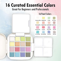 LISI Mini Kit de Pintura Portátil de 16 Colores, Set de Acuarelas de Viaje, Pinceles, Paleta y Lienzo de 2.5mL