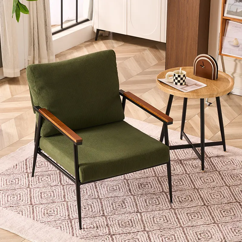 كرسي حديث بتصميم على طراز اسكندنافي كرسي قراءة كتان ناعم كرسي بذراعين لغرفة المعيشة