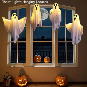 Nuevas Luces LED de Fantasma para Halloween, Adornos Colgantes Brillantes para Decoración de Ambiente en Interiores, Fiestas, Fantasma - Product Image 4