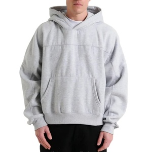 Custom Logo Drop Shoulder Blank Heavyweight French Terry Fleece 350gsm Cotton <b>Pullover</b> Jogging Oversize Plain <b>Men</b> Hoodie - Product Image 1