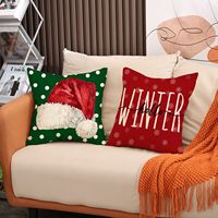 Housse de coussin de Noël YINUAN à pois, motif Père Noël et sapin, taie d'oreiller décorative pour canapé