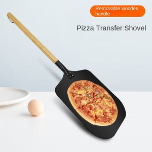 Accesorios de Cocina para Hornear, <span class=keywords><strong>Pala</strong></span> para Pan y Pizza de Óxido de Aluminio Negro, <span class=keywords><strong>Pala</strong></span> de Transferencia para <span class=keywords><strong>Horno</strong></span> de 12 Pulgadas con Mango de <span class=keywords><strong>Madera</strong></span> Desmontable - Product Image 1