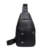 Sac de Poitrine Homme Décontracté en PU Imperméable pour Extérieur, Sac Bandoulière Texturé Messager Portable pour Affaires, Petit Sac