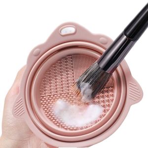 In Stock <b>Silicone</b> Makeup Brush Cleaner Bowl, Foldable Brush Cleaning Mat & Sponge Pad for Makeup Tools Cleaning - Product Image 3