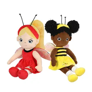 custom design logo ladybug fairy fabric doll butterfly plush toy wholesale soft bee stuffed animal with wings for gift