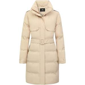 Parka d'hiver longue imperméable matelassée pour femme Moerdeng, manteau épais et chaud, veste longue à manches longues en tissu tissé - Product Image 4