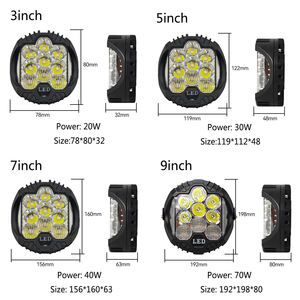 Nouveaux phares LED pour moto de 7 pouces, 6500 lumens, blanc/jaune, 70W, 12V, barre de travail, éclairage antibrouillard, montage universel, tout-terrain - Product Image 2