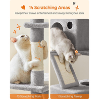 Vente en gros Poteau à griffoir pour chat en peluche gris clair personnalisé cabane pour plusieurs chats tour d'arbre à chat en copropriété avec 2 lits hamac