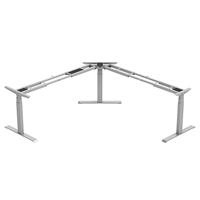 Table de réunion pour ordinateur portable, 3 moteurs, hauteur réglable, pied en métal, cadre de bureau électrique debout en forme de l