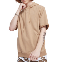 Fournisseur de vêtements – Nouveaux sweats à capuche décontractés pour hommes en coton et polyester, à manches courtes, unis et vierges, pour impression personnalisée