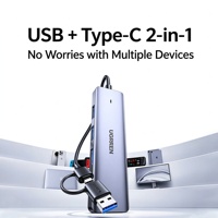 Hub USB C UGREEN 5 ports, câble de 0,15 m, répartiteur USB 3.0 avec port d'alimentation Type C pour ordinateur portable PC