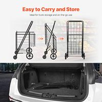 Chariot utilitaire pliable en métal à grande capacité de charge, roues pivotantes à 360°, double panier, loquet de verrouillage, robuste pour salle de bain et cuisine
