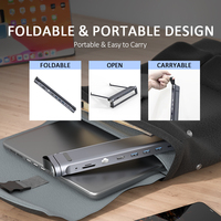 Support portable pliable multiport 9 en 1 de haute qualité pour tablette, support d'ordinateur portable réglable en aluminium avec hub USB