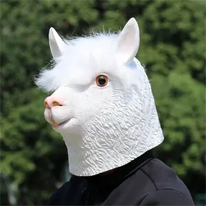 Presentes Adulto Homens Mulheres Halloween Traje Festa Engraçado Prop Alpaca Cabeça Antílope Realista Novidade Látex Animal Traje de Cabra Máscara