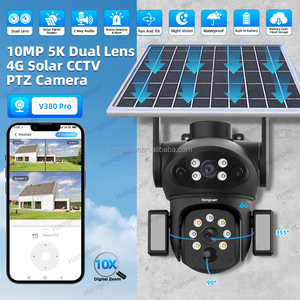Hongnaer 10MP 5K 3 فيديو عدسة مزدوجة لاسلكية تعمل بالطاقة الشمسية IP V380 Pro الأمن في الهواء الطلق بطاقة 4G CCTV كاميرا شمسية - Product Image 2