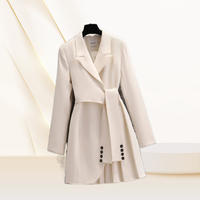 Nouveau design manteau costume long Ol minceur taille haute à lacets Blazer robe à la mode longue robe de tailleur Vente en gros Offre Spéciale