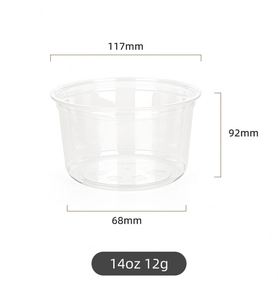 Vasos Desechables de Plástico PET para Helado y Postres, de 117 mm, 8 oz, 12 oz, 14 oz, 16 oz, 24 oz, 32 oz, con Tapa sin Orificio, Precio al por Mayor - Product Image 3