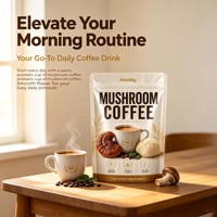 Café aux champignons superaliments en poudre, emballage personnalisé, vente en gros, boisson énergisante et bien-être, concentration accrue