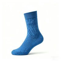 Chaussettes d'affaires pour hommes en coton/élasthanne de qualité supérieure (98 %), confort exquis, bleu royal uni, respirantes et absorbant la transpiration