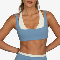 Ensembles de yoga respirants personnalisables avec logo, débardeur à encolure en V, shorts double couche color block pour femmes, vêtements de sport