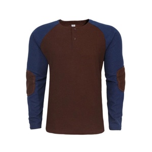 เสื้อยืดแขนแร็กแลนเข้ารูปคอตตอน100% แห้งเร็วเนื้อผ้าวาฟเฟิลแบบสปอร์ตสำหรับออกกำลังกายฟิตเนสแฟชั่น - Product Image 1