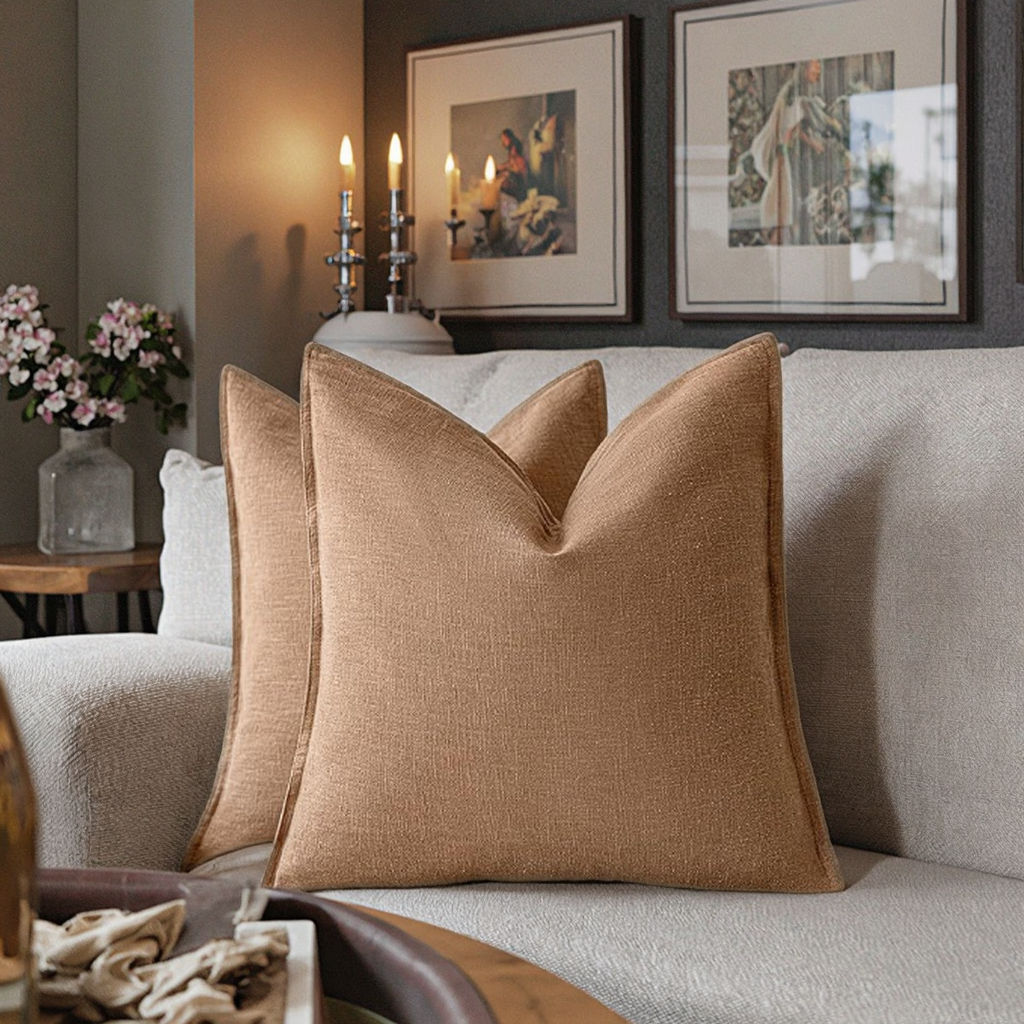 DaiRui Luxury Chenille Herringbone Pillow Covers Large Square Sofa