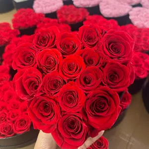 Caixa para presente de dia dos namorados para mães, flores para sempre imortal, rosas eternas preservadas em formato de coração