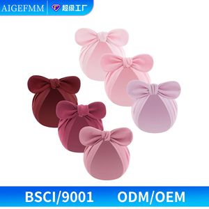 Newborn Baby Hat With <b>Bow</b> Knot Solid Color Cotton Foldable Bonnet For Spring Autumn Unisex Casual Style - Product Image 5