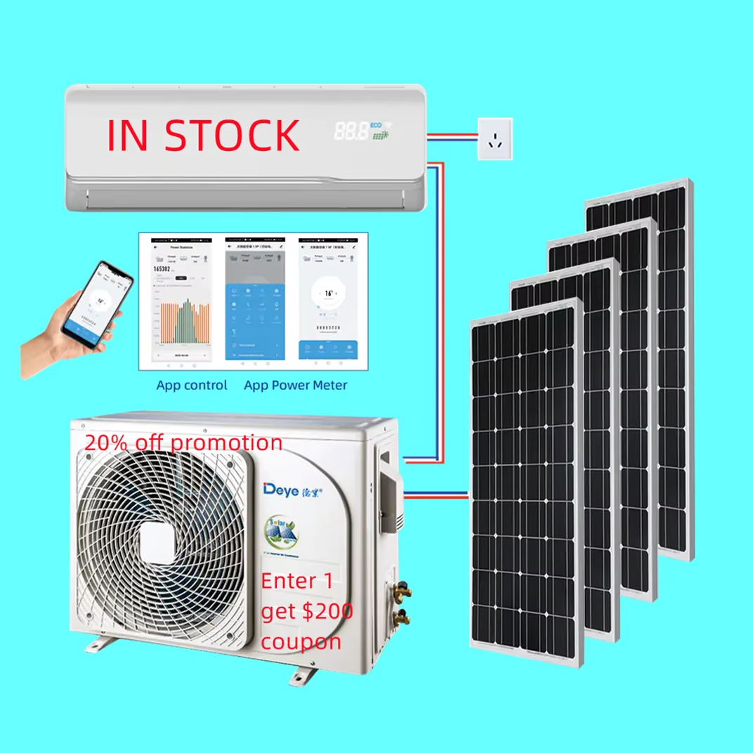 В наличии, ACDC 12000 18000 24000 btu ac dc Гибридный Сплит deye солнечный кондиционер