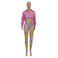 2021 nouveautés Offre Spéciale Clubwear pantalons ensembles pour femmes solide pansement petit haut 2 pièces ensemble imprimer maille Legging costume décontracté