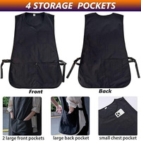 7925 imperméable Polyester Salon de coiffure barbier sans manches gilet tablier Smock avec 4 poches léger noir barbier tablier pour hommes