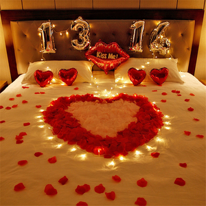 Decoración Romántica para la <span class=keywords><strong>Noche</strong></span> <span class=keywords><strong>de</strong></span> San Valentín, Pétalos <span class=keywords><strong>de</strong></span> Rosa Roja Oscura <span class=keywords><strong>de</strong></span> Seda Artificial, para Hotel, Hogar, Fiesta, Acción <span class=keywords><strong>de</strong></span> Gracias - Product Image 5