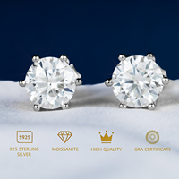 Boucles d'oreilles clous en argent sterling 925 plaqué or 14 carats avec diamants Moissanite VVS 1ct 2ct pour femmes et hommes, livraison en 3 jours depuis les États-Unis