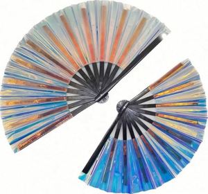 Abanicos de Bambú Pintados con Diseño Holográfico para Mujeres, Abanicos Plegables Grandes para Regalos Empresariales, Festivales, Decoración del Día del Orgullo - Product Image 4