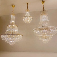 Lustre en cristal LED or décoratif d'intérieur exquis de luxe K9 Lustre d'hôtel Lumière pour hauts plafonds