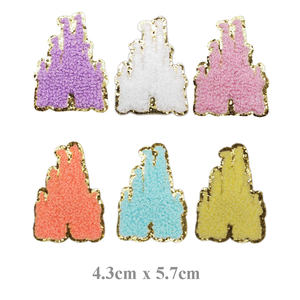 Offre Spéciale belle couleur fer sur or paillettes serviette Chenille château ballon couronne nœud papillon patchs pour enfants vêtements - Product Image 5