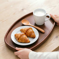 Plateau en bambou et noyer, style moderne et minimaliste, sans poignées, pour la maison, le café, le petit-déjeuner, les collations