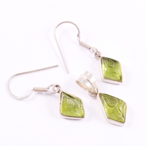 Boucles d'oreilles en argent Sterling 925 avec péridot pierre précieuse bonne qualité sculpture naturelle femme bijoux prix de gros - Product Image 1