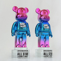 Trophée personnalisé en résine Ours Violent Bleu Violet, modèle Art Populaire, Cadeaux MH-J0988