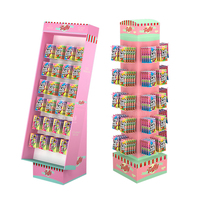Étalage en carton ondulé personnalisable pour les collations, pour la publicité de chocolats, de bonbons, de biscuits, d'aliments dans les magasins de détail
