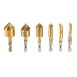 Bộ mũi khoan chìm gỗ 6 chiếc, chuôi lục giác 1/4 inch, thép HSS, tạo cạnh vát 5 cạnh, góc <span class=keywords><strong>90</strong></span> độ, thay đổi nhanh, 6-19mm - Product Image 4