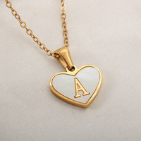 Alfabeto letra inicial corazón colgante collar 2024 oro Acero inoxidable Shell personalizado alfabeto palabra niños collar