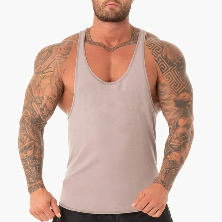 New Activewear Gym Workout T Back Stringer Slim Fit Bodybuilding canotta