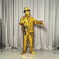 Or Miroir Homme Costume Scène Performance Halloween Costumes Cosplay Fête De Noël Spectacle Laser Lumière Future Technologie