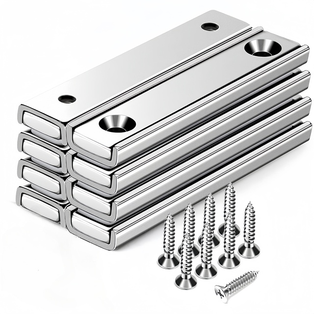 17kg-40kg Pulling Force Square  Rare Earth Neodymium Magnet Holder Block Super Strong Magnets With Counterbored Hole