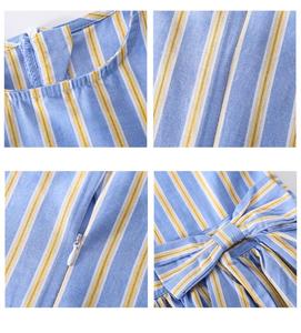 Compras en Línea, Los Mejores Productos para Importar, Vestido Maxi de Algodón para Niñas, Sin Mangas, con Diseño de Lazo Grande y Rayas de Colores - Product Image 6