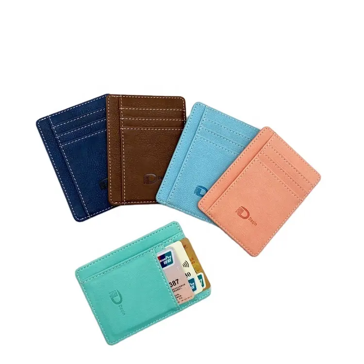 Anit RFID Card Storage Case PU Leather Credit Card Holder With Clear ID Window