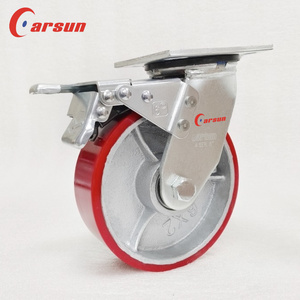 Ruedas Giratorias Industriales de Hierro Fundido de Alta Resistencia de <span class=keywords><strong>4</strong></span>, 5, 6 y 8 Pulgadas con Freno de Bloqueo Total y Alta Capacidad de Carga para Carros y Carretillas - Product Image 2