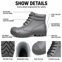 Sepatu Boots Safety Pria Anti Air PVC Desain Tali, Pelindung Baja Anti-Hantaman Anti-Tusuk untuk Pabrik dan Bengkel