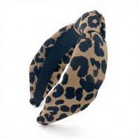 DREAM FASHION Bandeau léger de haute qualité en matériau recyclé, imprimé léopard marron et noir, avec nœud, fait main sur mesure pour femme